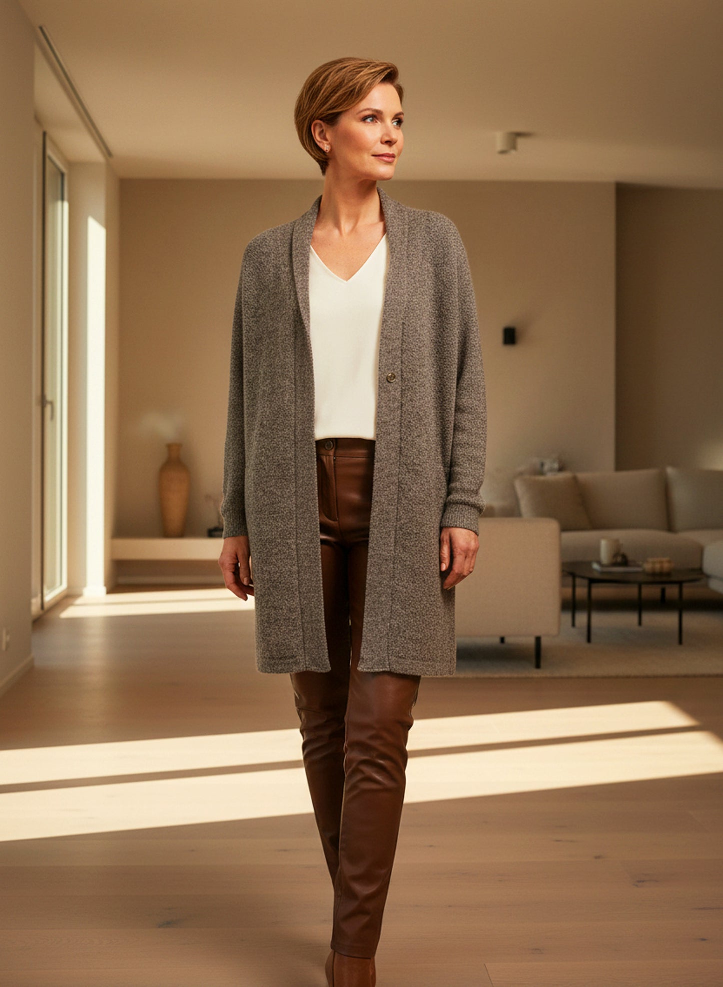 Alpaca Jacquard Coat Granite Gray Tone