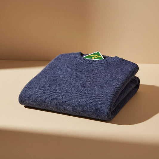 Alpaca Classic Round Neck Sweater Navy Blue