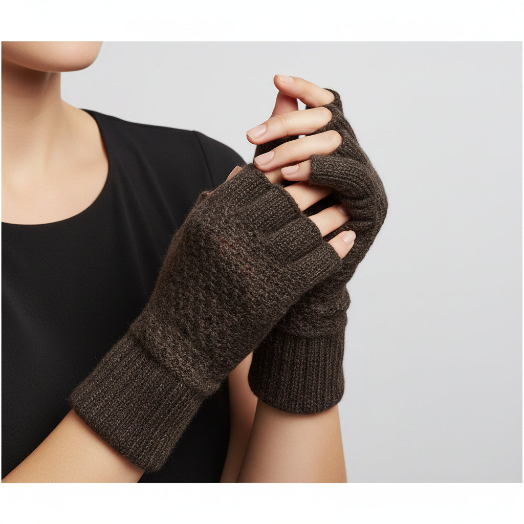 Alpaca Jacquard Half-Finger Gloves
