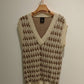 Alpaca Checkered Vest Bi-Colour V-neck