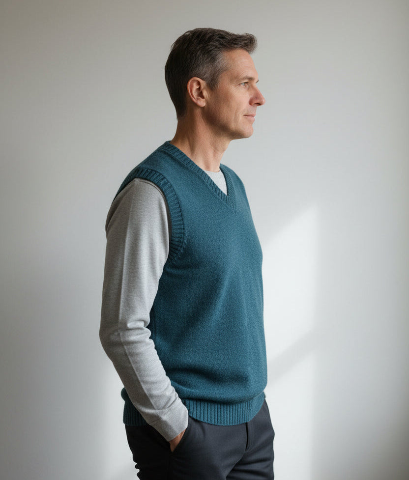 Alpaca Classic V-Neck Vest – Royal Blue | 100% Pure Alpaca Wool