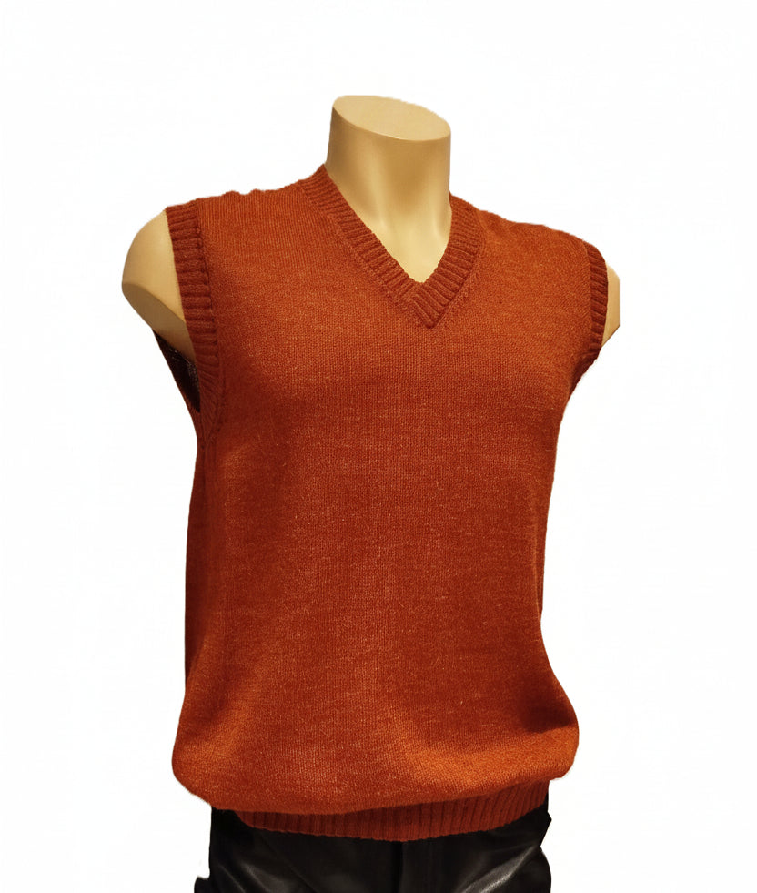 Men's Alpaca Classic V-Neck Vest Terracotta