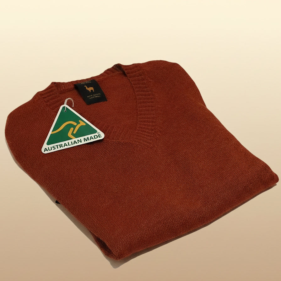 Men's Alpaca Classic V-Neck Vest Terracotta