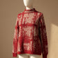 Alpaca Women’s High Neck Gold Granite Jacquard Red