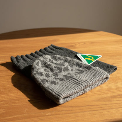 Alpaca Unisex Set CAMO Beanie/Neck warmer Gray