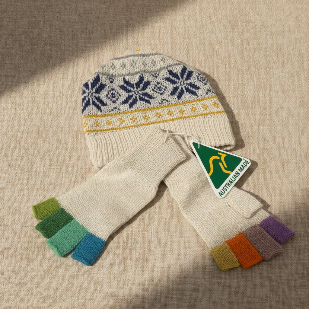 Alpaca Set Nordic Beanie/Multicolor Gloves