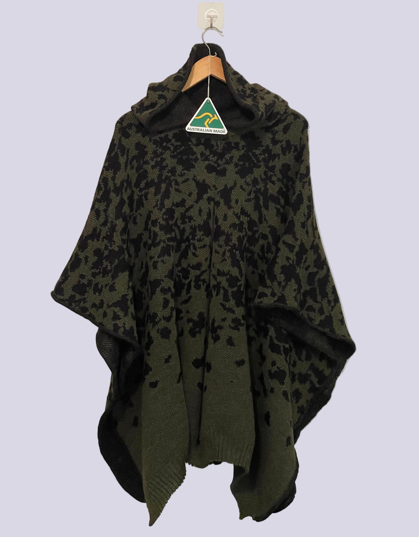 Australian Alpaca Thick Poncho Hooded, CAMO Green