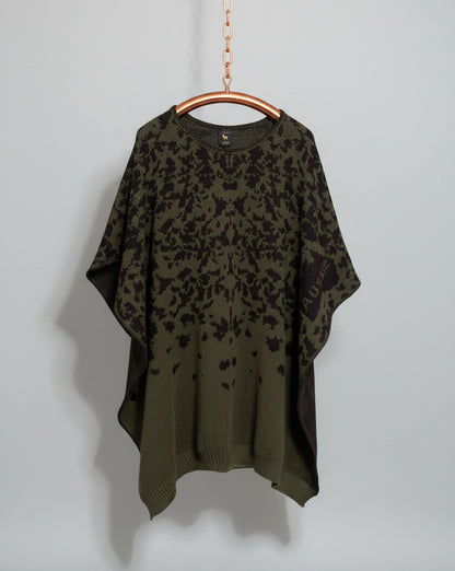 Australian Alpaca Thick Poncho V-neck, CAMO Green