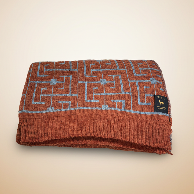 Australian Alpaca  Blanket European-Look Wrap Throw Terracotta/Gray