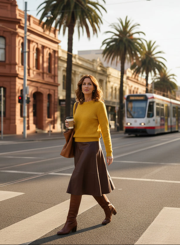 Baby Alpaca Golden Wattle Sweater Round Neckline | Extra soft