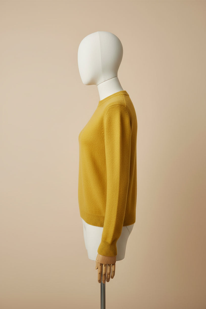 Baby Alpaca Golden Wattle Sweater Round Neckline | Extra soft
