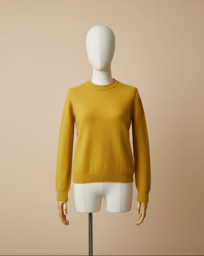 Baby Alpaca Golden Wattle Sweater Round Neckline | Extra soft