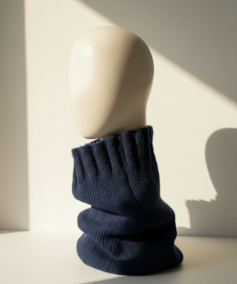 Brushed Alpaca Collar Neck Unisex Extra-Soft Blue