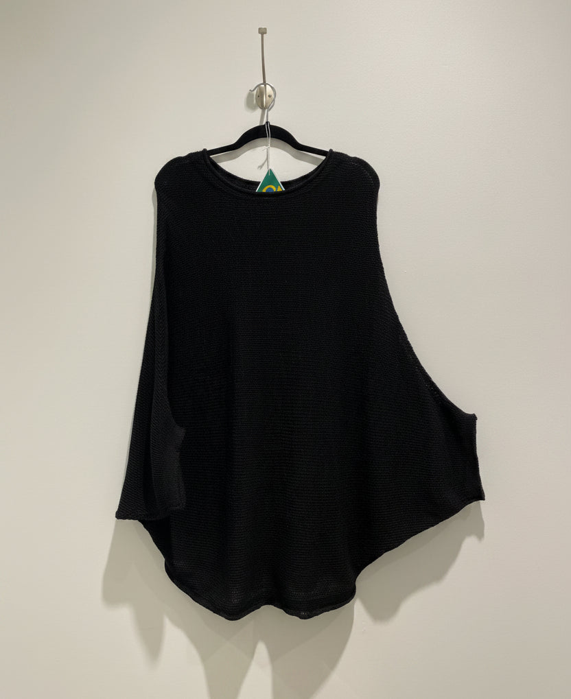 Alpaca Poncho Batwing Silhouette Black