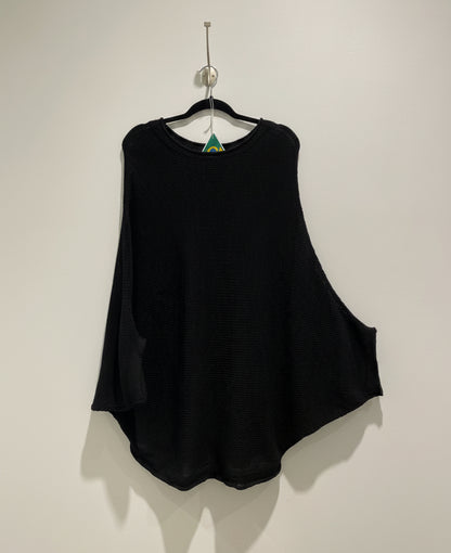 Alpaca Poncho Batwing Silhouette Black