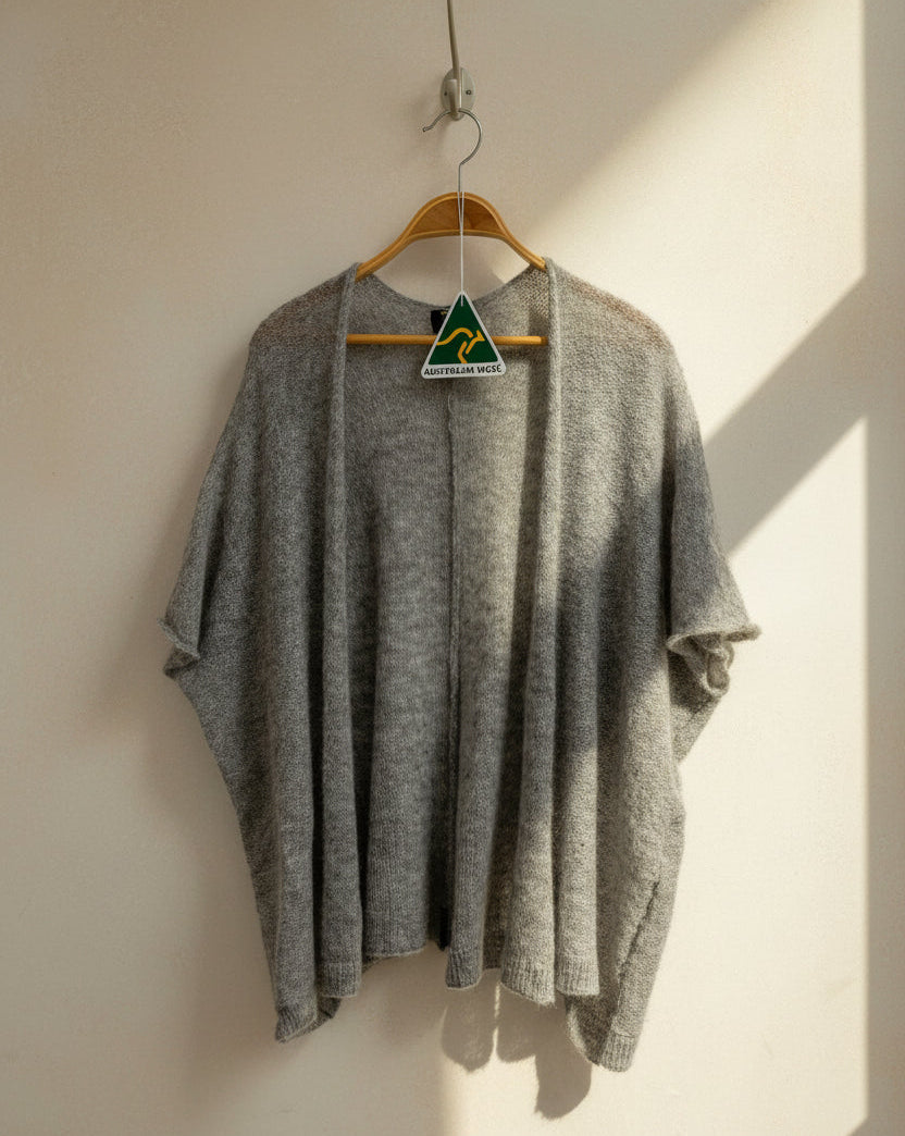 Baby Alpaca Light Cape in Natural Gray | Extra soft