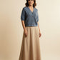 Alpaca Short Sleeve Light Cardigan Slate Blue Melange