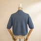 Alpaca Short Sleeve Light Cardigan Slate Blue Melange