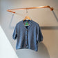 Alpaca Short Sleeve Light Cardigan Slate Blue Melange
