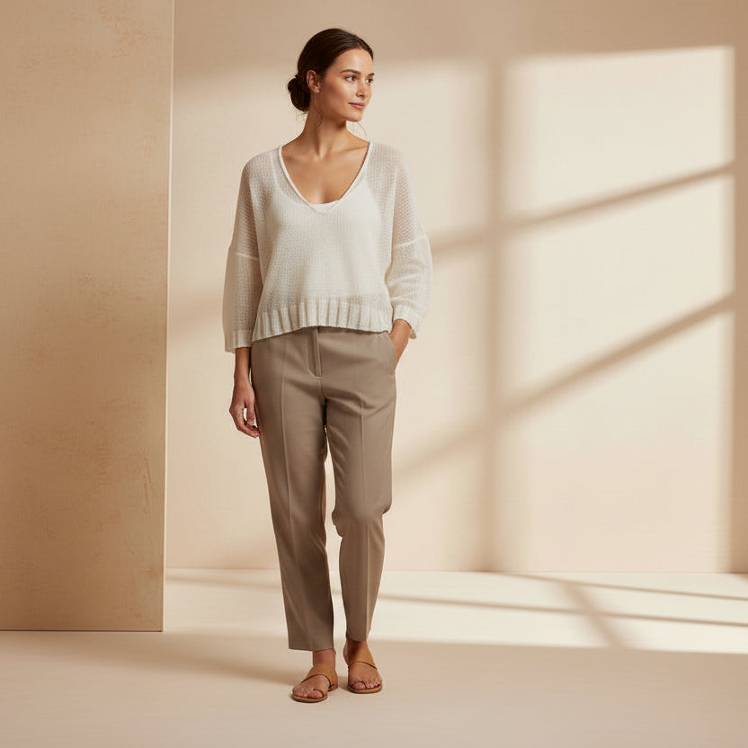 White Airy Knit Summer Sweater | Extra Soft and Light