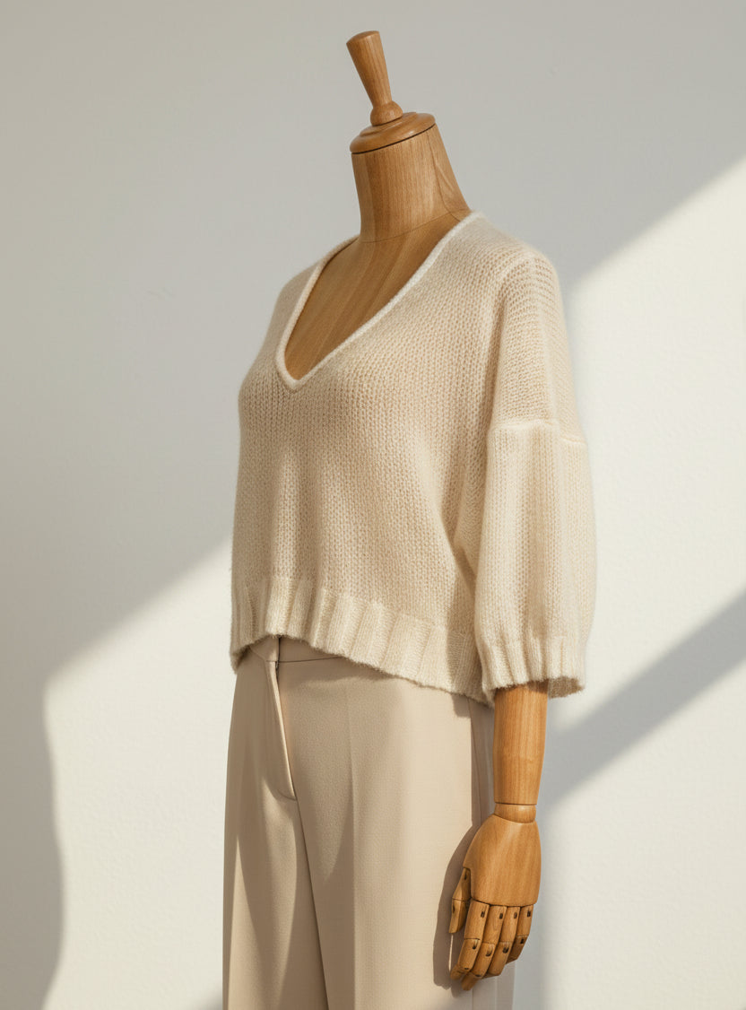 White Airy Knit Summer Sweater | Extra Soft and Light