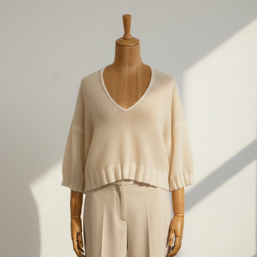 White Airy Knit Summer Sweater | Extra Soft and Light