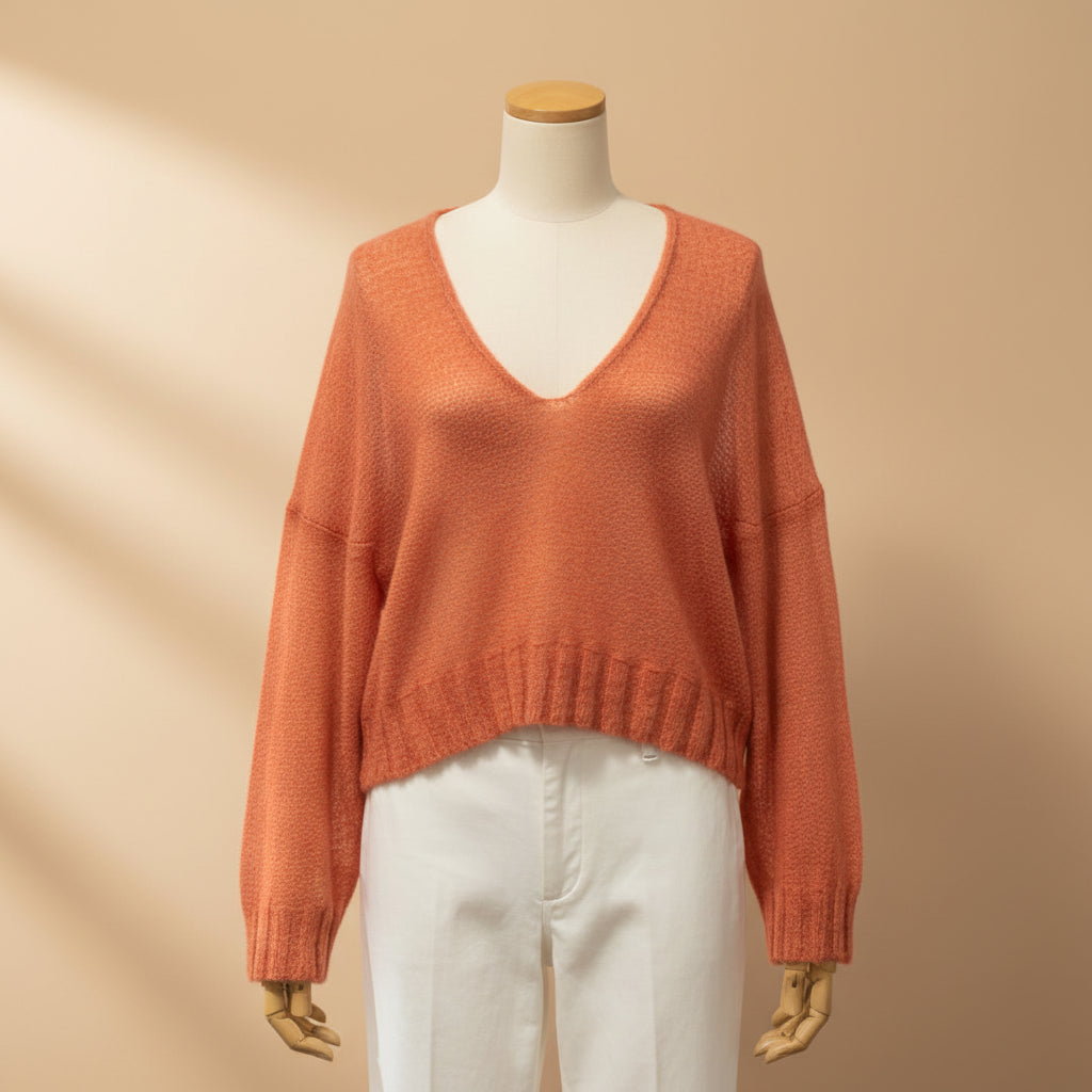 Alpaca Gold Pink Airy Knit Summer Sweater | Extra Soft and Light