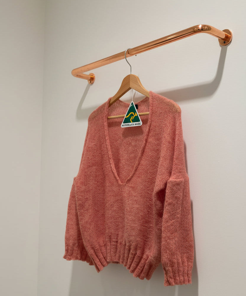 Alpaca Gold Pink Airy Knit Summer Sweater | Extra Soft and Light