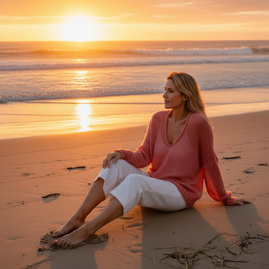 Alpaca Gold Pink Airy Knit Summer Sweater | Extra Soft and Light
