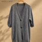 Alpaca Long Cardigan Light Knit in Sky Blue