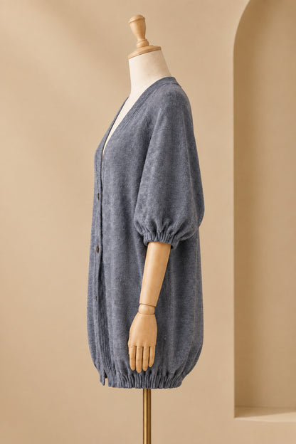 Alpaca Long Cardigan Light Knit in Sky Blue