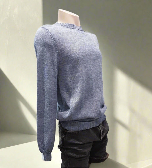 Alpaca Classic Round Neck Sweater Light Blue