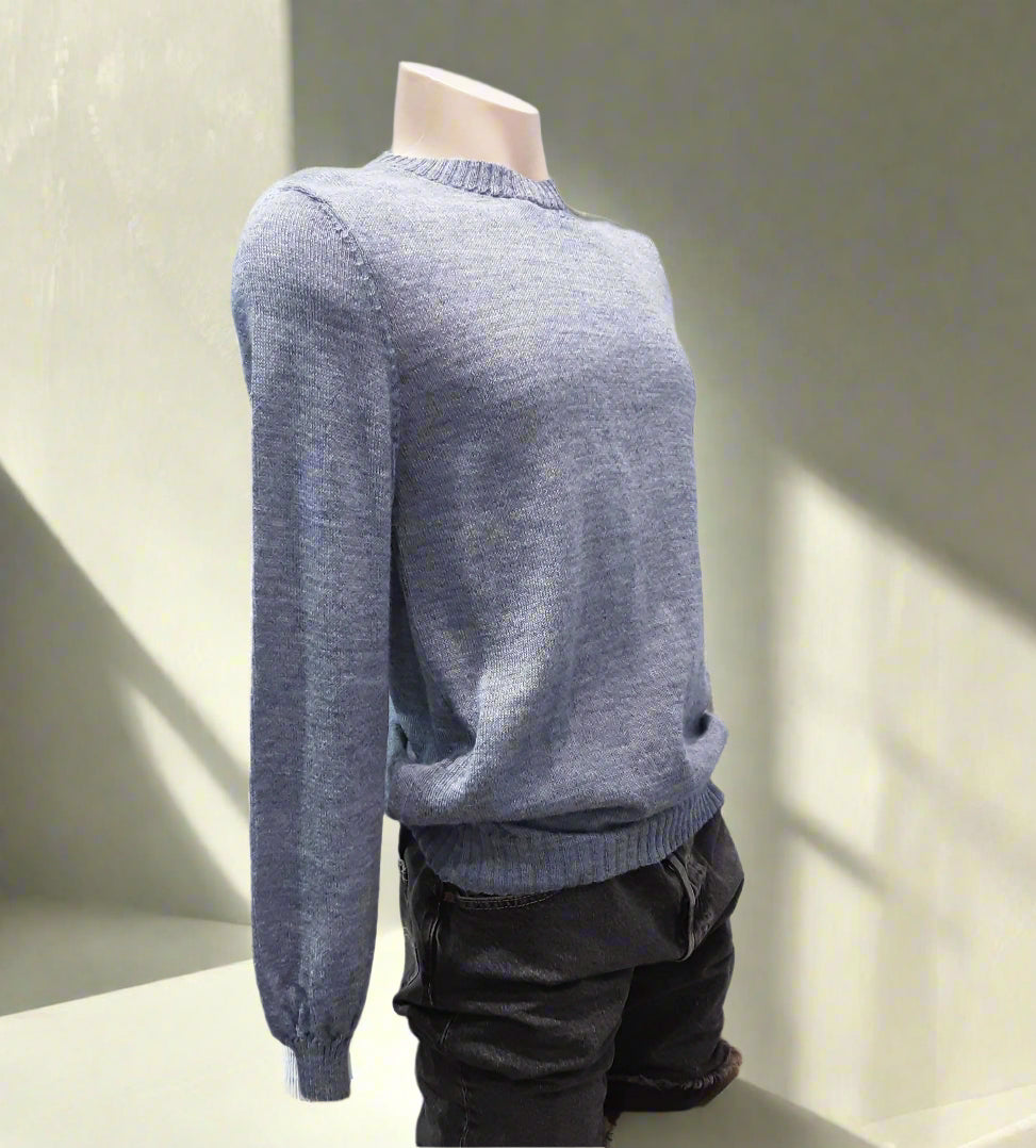 Alpaca Classic Round Neck Sweater Light Blue