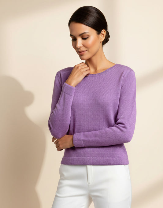Baby Alpaca Pullover Round Neck | Extra soft  Light Lilac