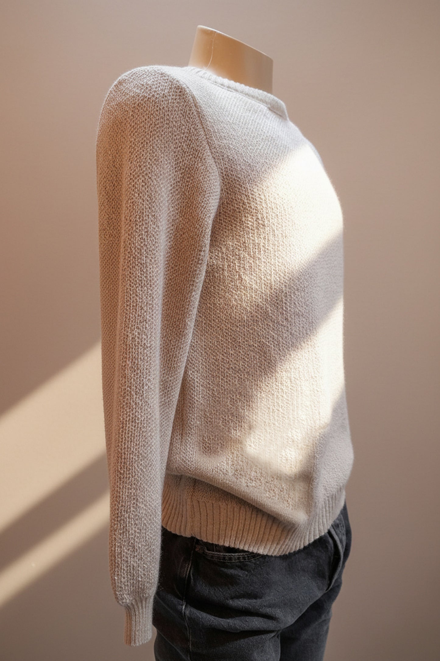 Alpaca Jacquard Sweater Men Natural Beige
