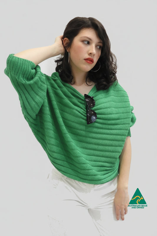 Alpaca Stripe Light Knit Jumper Bright Green