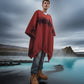 Australian Alpaca Thick Poncho, Disruption V-Neck, Terracotta