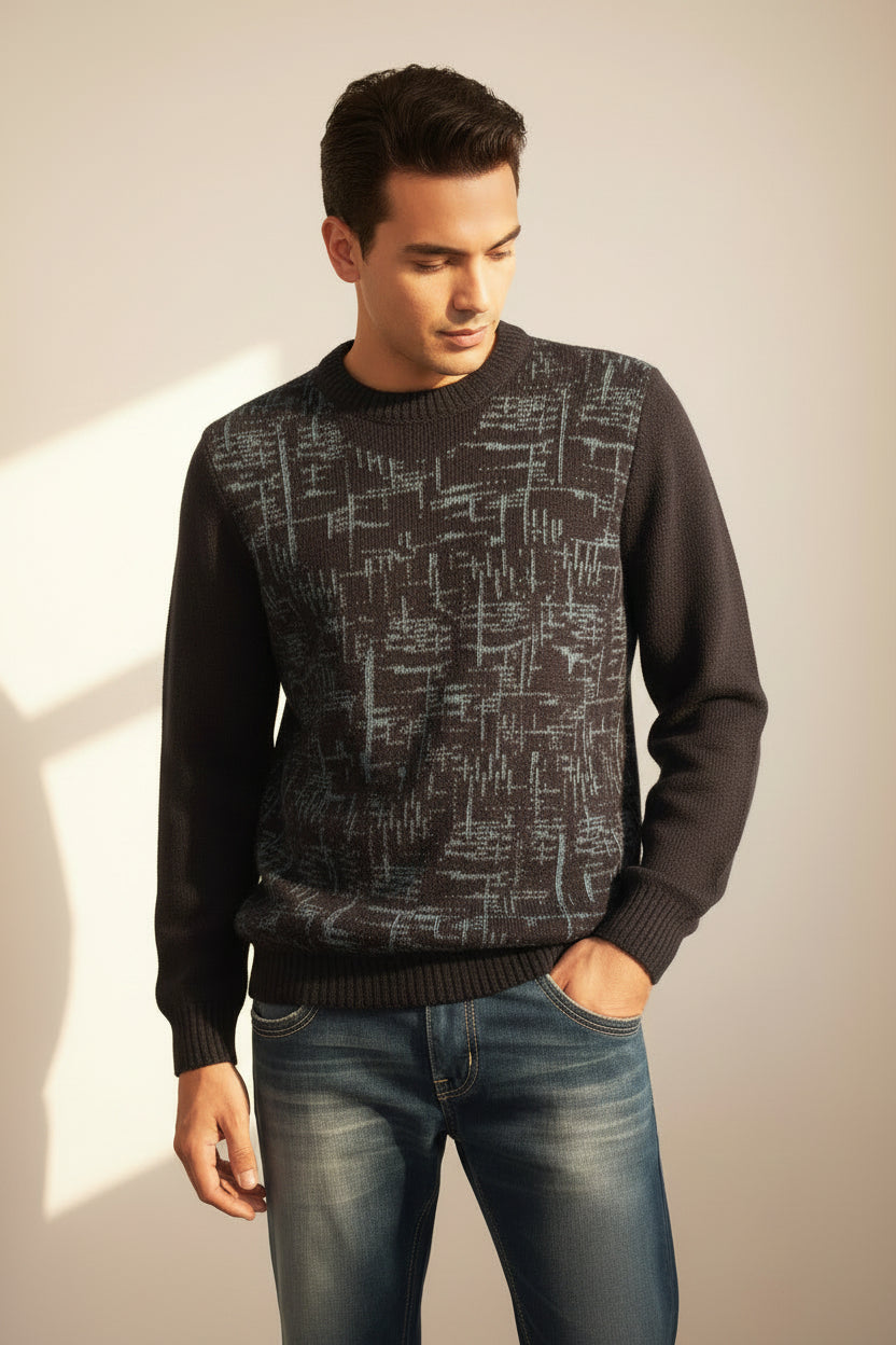 Alpaca Labyrinth Round Neck Sweater Men