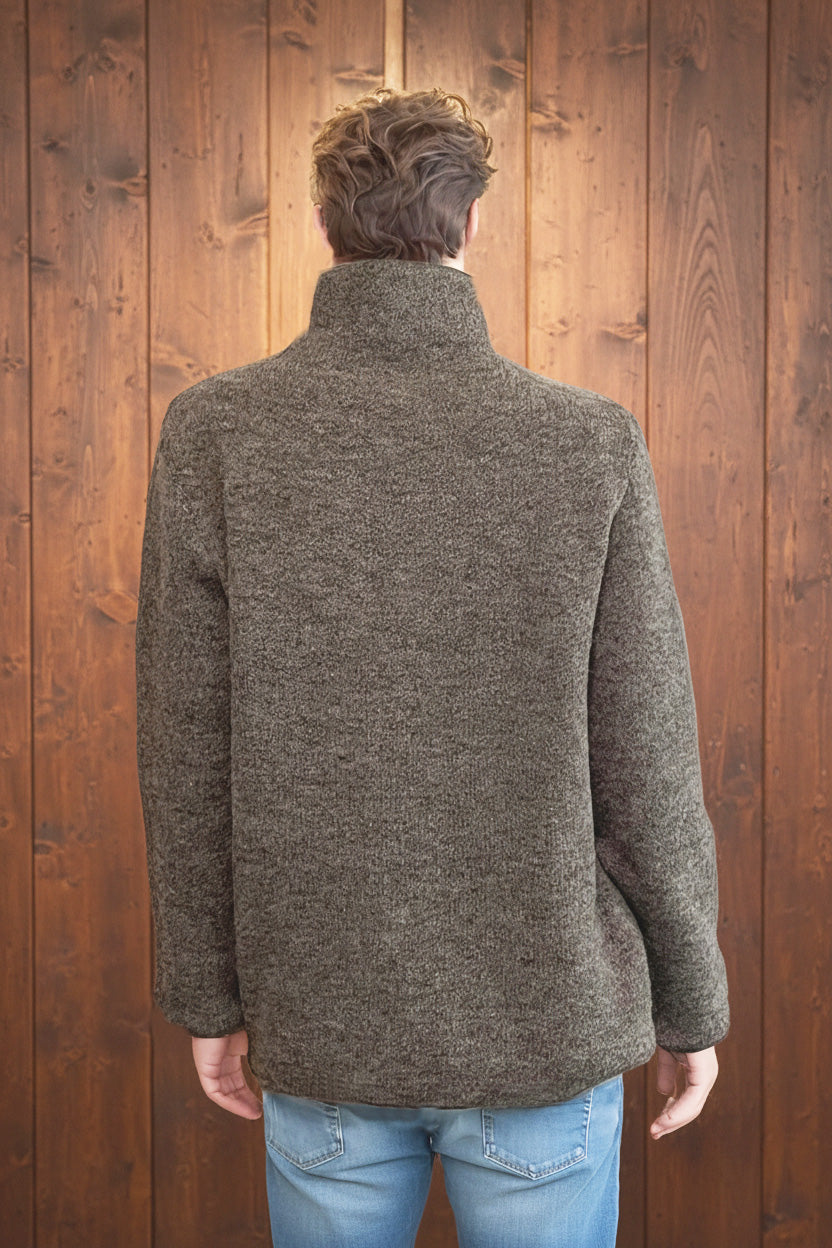 Men's Baby Alpaca Sweater | Tall Neck | Mohair-Like Softness, Natural Gray