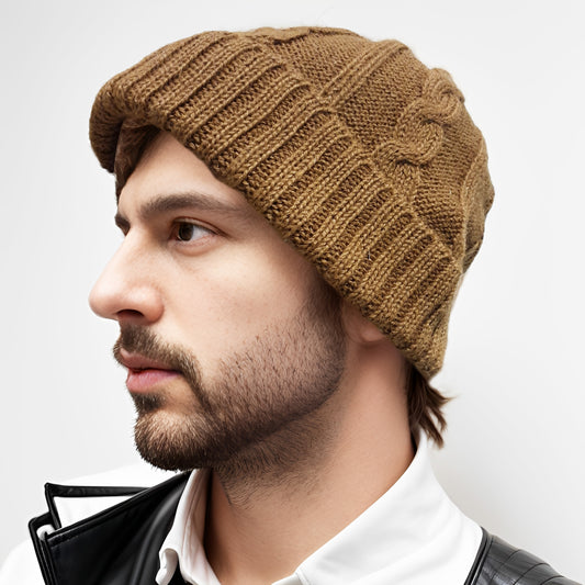 Alpaca Cable Thick Beanie Camel