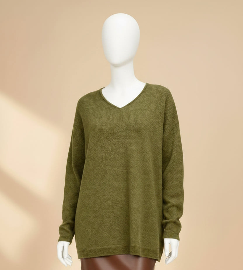 Alpaca Mohair Pullover Sweater Green Melange