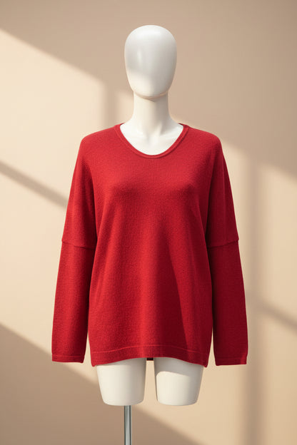 Alpaca Mohair Pullover Sweater Plus Size Red