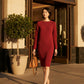 Alpaca Long Dress | Jacquard Stitch | Red Melange