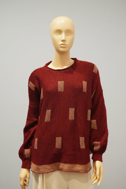 Alpaca Women’s Round Neck Jacquard Rectangle design