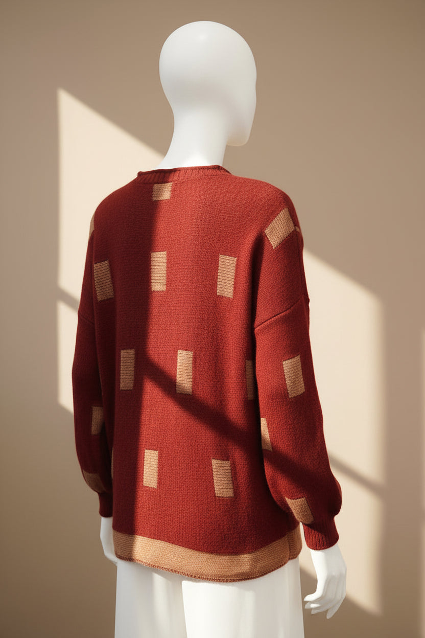 Alpaca Women’s Round Neck Jacquard Rectangle design