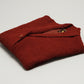 Alpaca Cardigan Jacquard Plain Colour Red