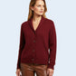 Alpaca Cardigan Jacquard Plain Cherry colour