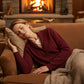 Alpaca Cardigan Jacquard Plain Cherry colour