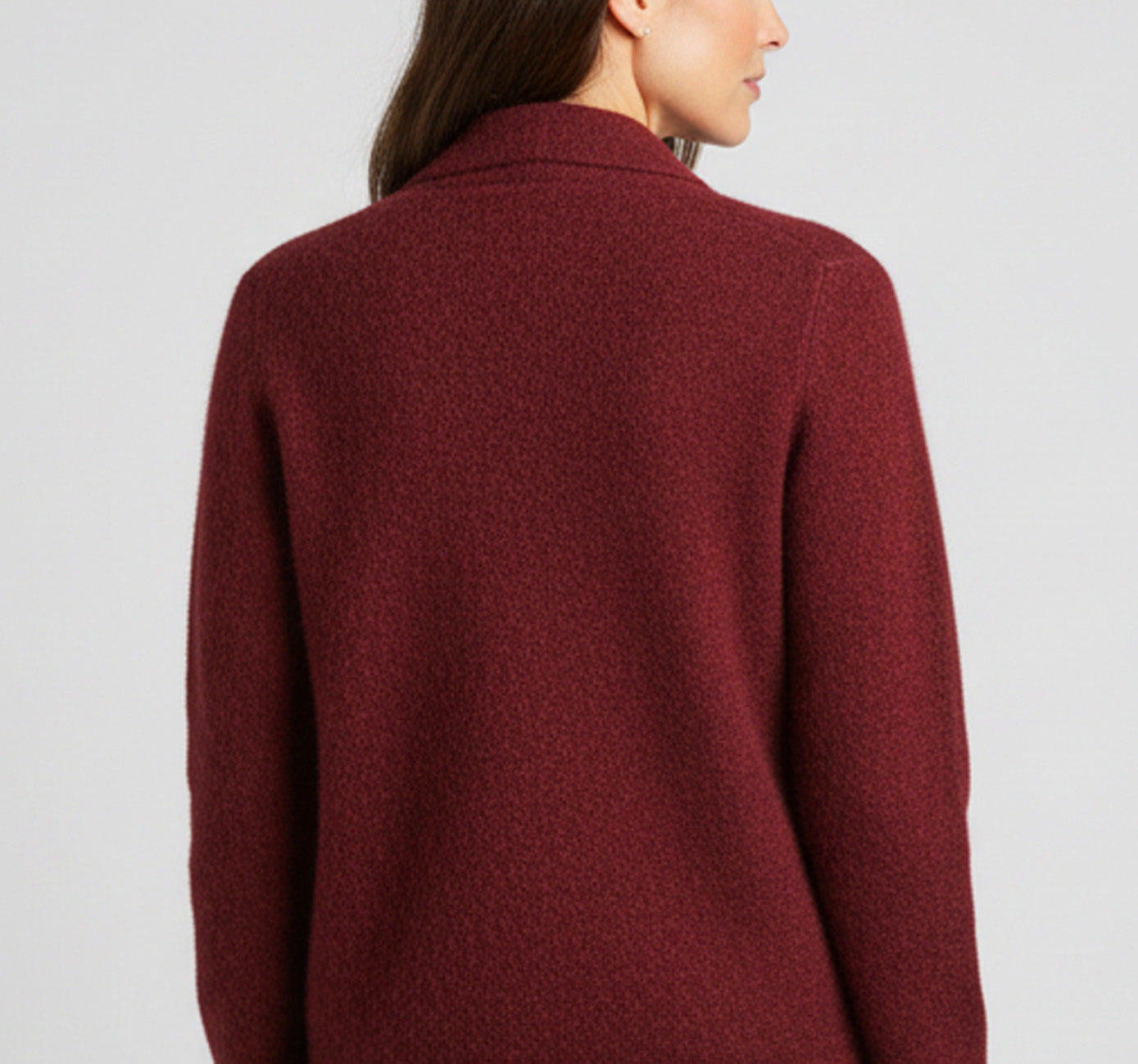 Alpaca Cardigan Jacquard Plain Colour Red