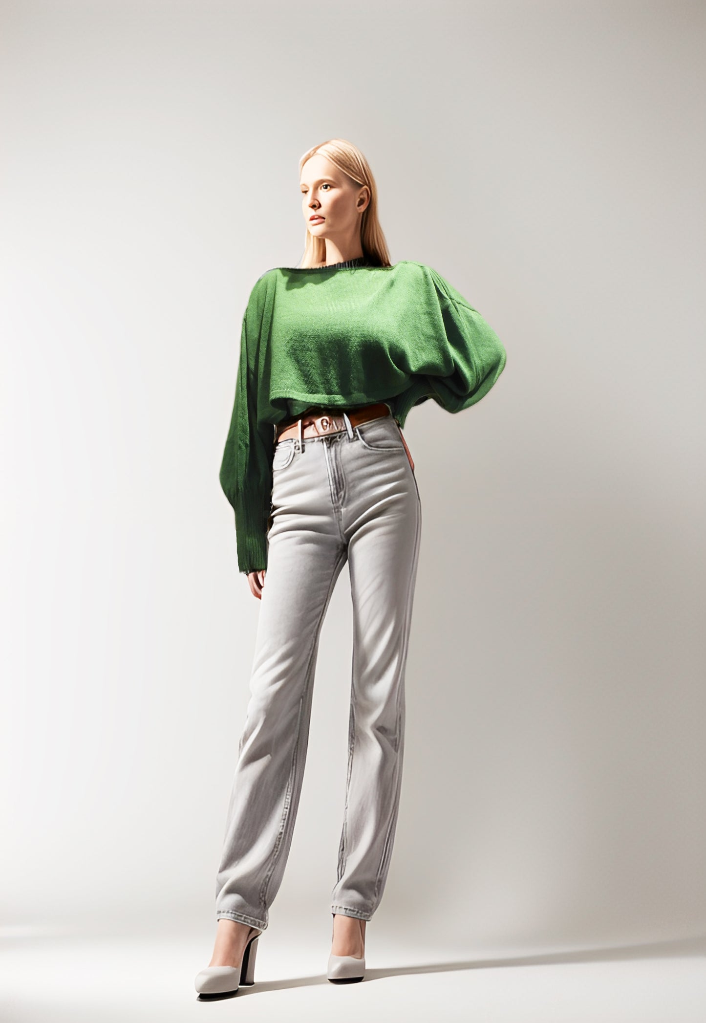 Long Sleeves Torero Design Sweater Green